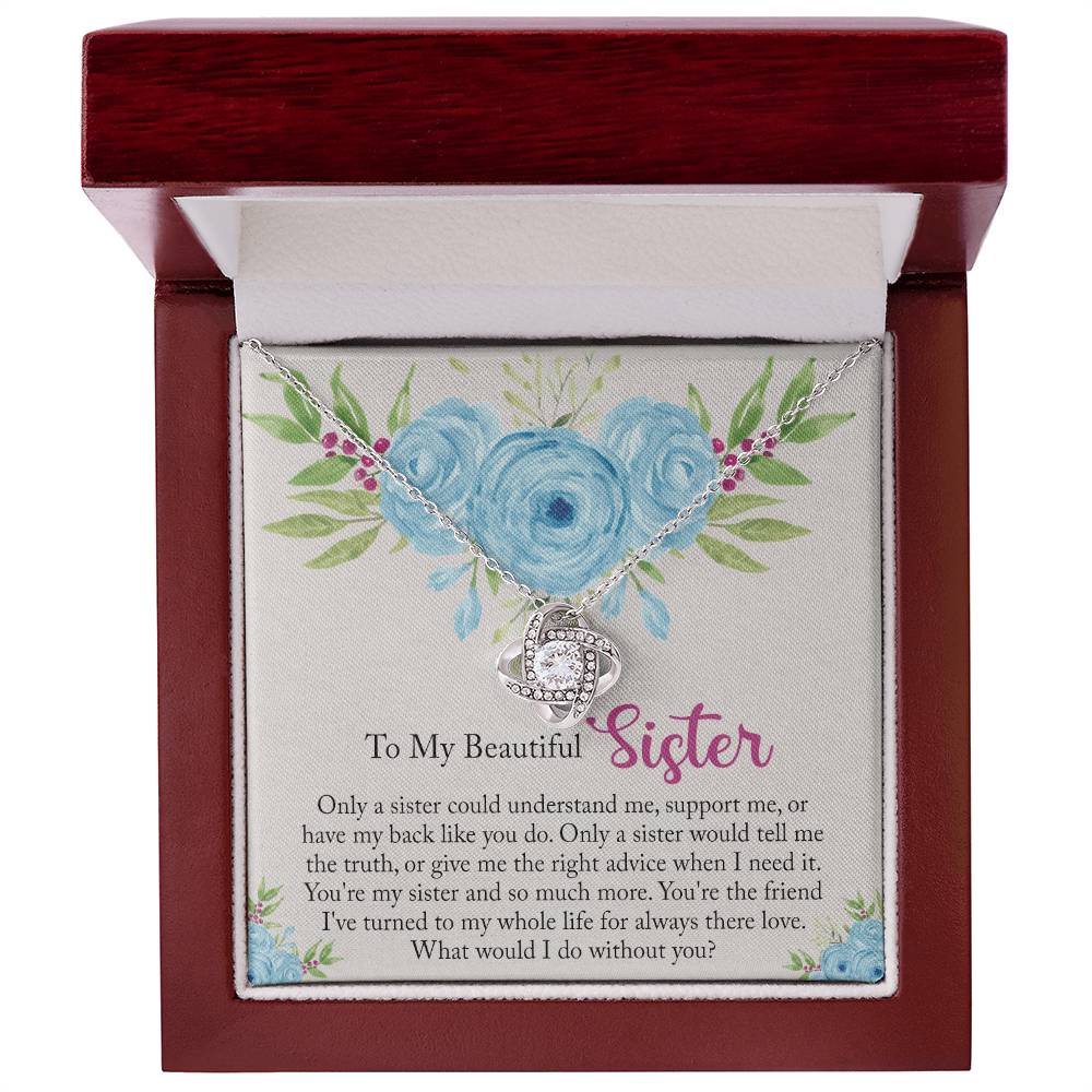 The Love Knot Necklace Gift For Sister, To My Beautiful Sister Love Knot Necklace From Sister, Brother, Love Knot Pendant For My Beautiful Sister, Gift Necklace On Birthday Anniversary, Christmas