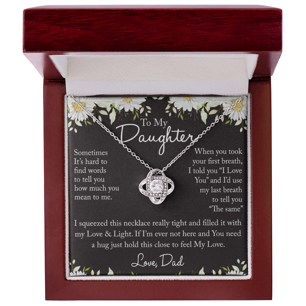 Father And Bonus Daughter Necklace, To My Daughters Necklace, Love Knot Jewelry Gift From Dad Step Dad Mom Step Mom For Birthday, Graduation Gift, Thanksgiving and Christmas, Jewelry Gift For Girls