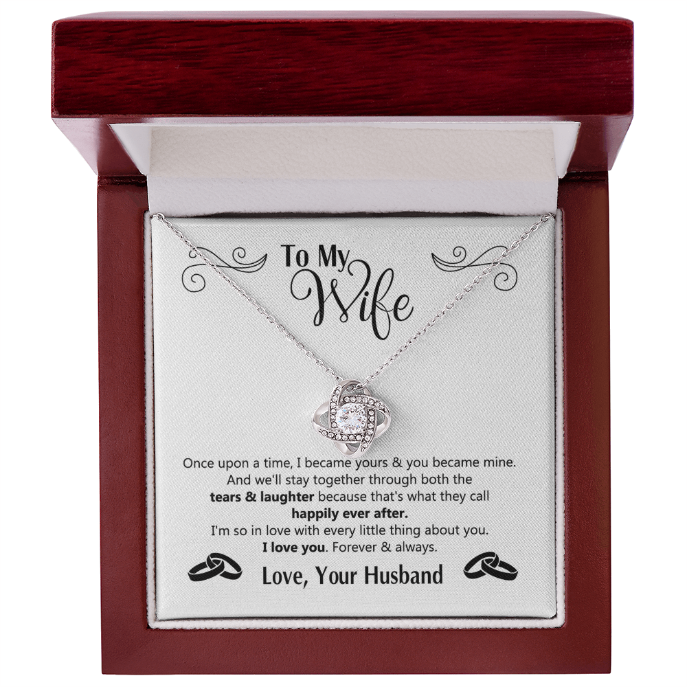 To My Wife Necklace Gift From Husband, Love Your Husband Love Knot Necklace Gift For Wife Soulmate Gift Necklace Girlfriend Husband To Wife Love Knot Pendant Jewelry Gift For Women, Woman Necklace