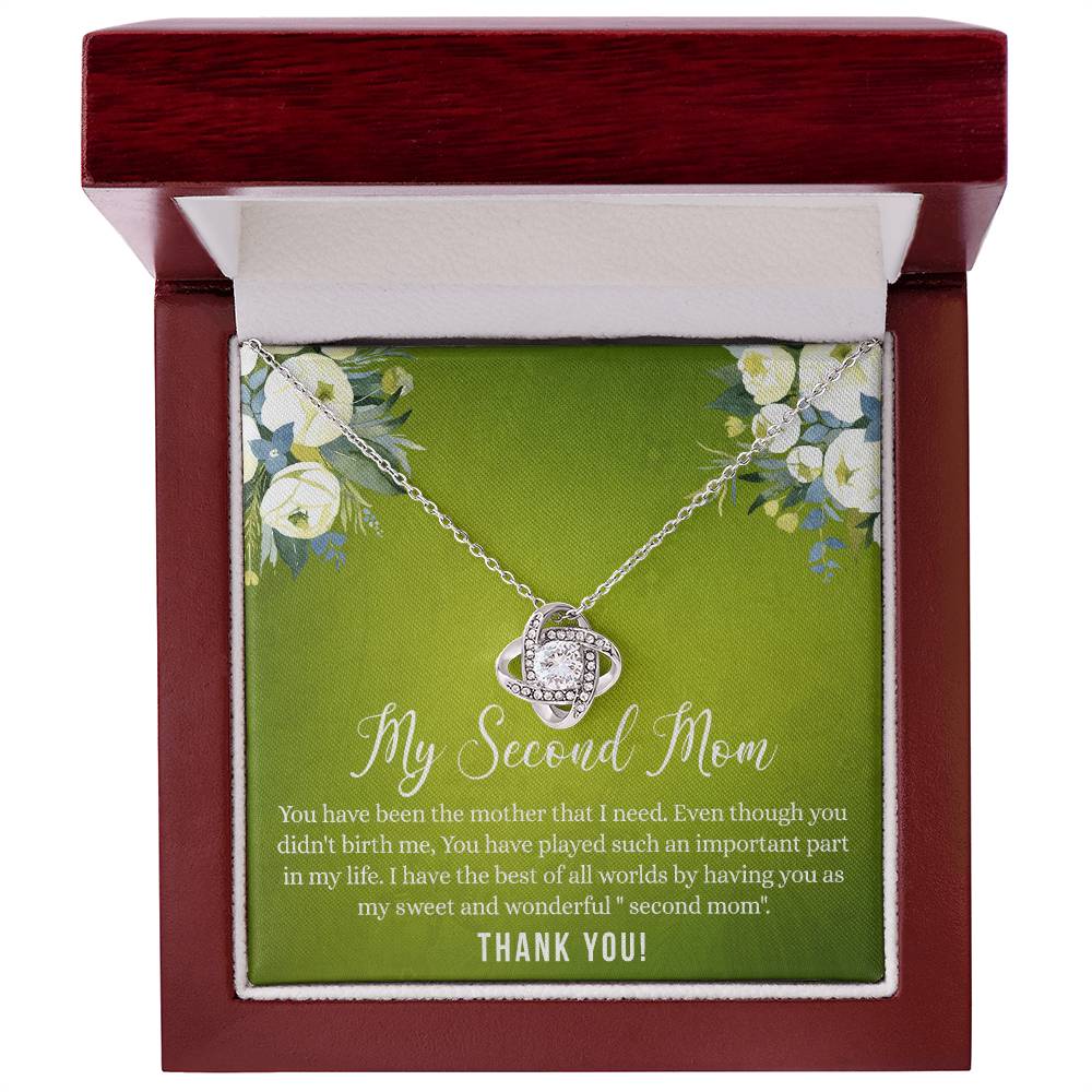 Second Mom Necklace, To My Second Mom Love Knot Necklace Gift From Daughter, Mother And Daughter Gift Necklace Personalized Gift Necklace For Mom, Thank You Love Knot Necklace Gift For Women