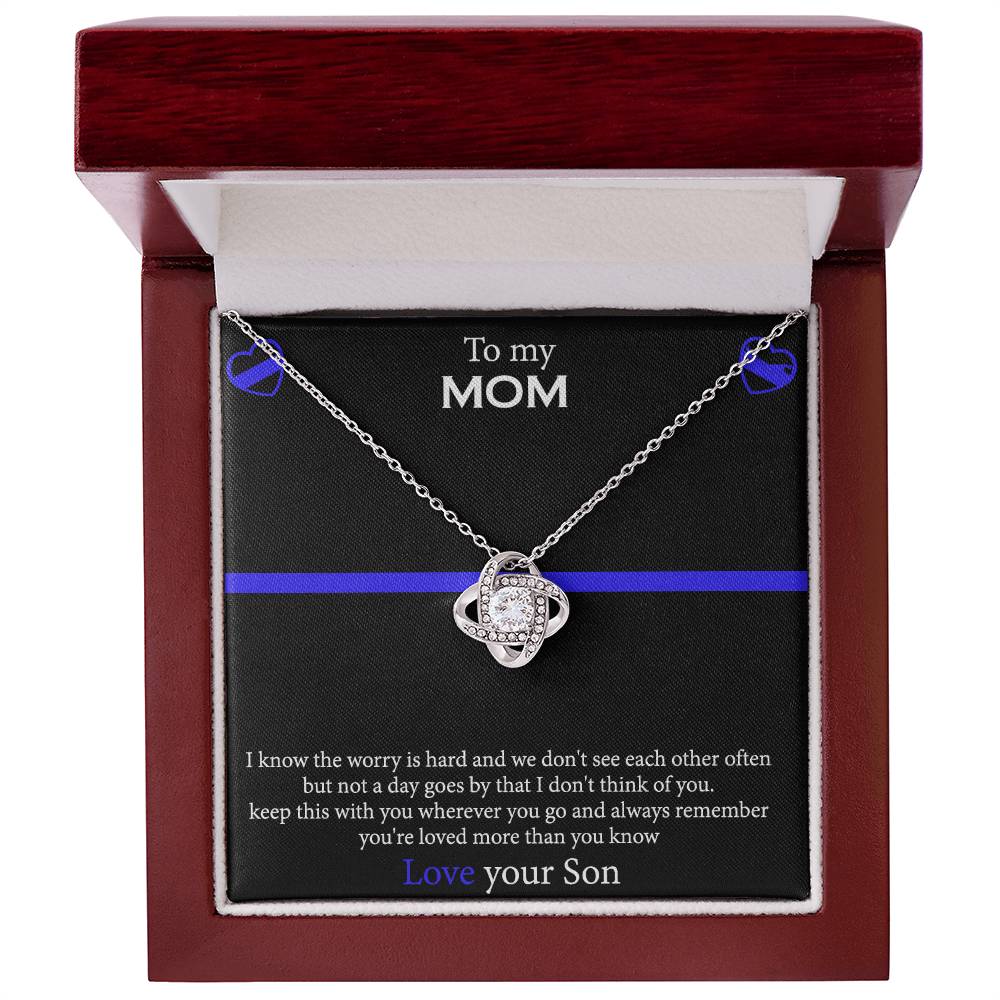 To My Mom Necklace From Son, Mothers Day Necklace Gift For First Mothers Day, Love Your Son Love Knot Necklace Gift For Mom, Best Friend Gifts For Mothers Day Things For Your Mom Jewelry Gift For Mom