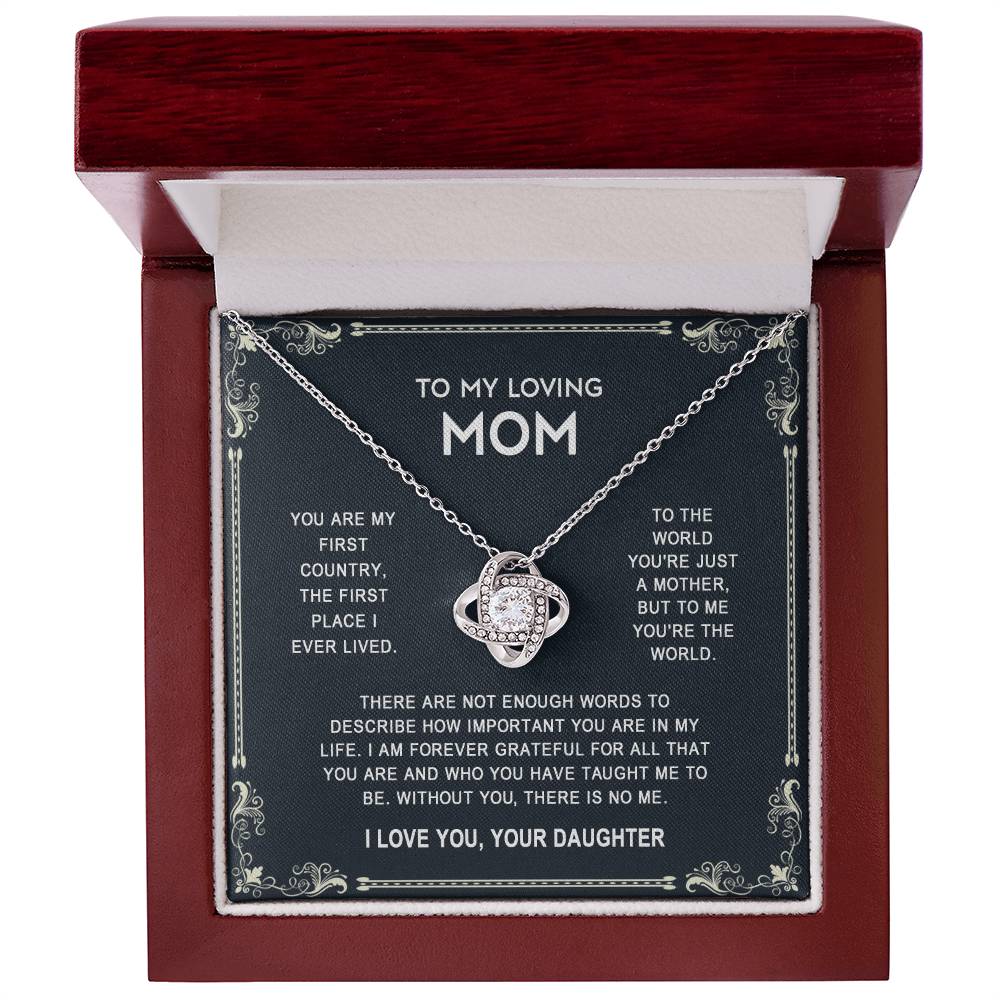 Loving Mom Necklace, Mother And Daughter Love Knot Necklace, To My Loving Mom Necklace From Daughter Gift On Birthday Gift Anniversary Mother's Day Necklace Pendant For Mom Jewelry Gift For Women