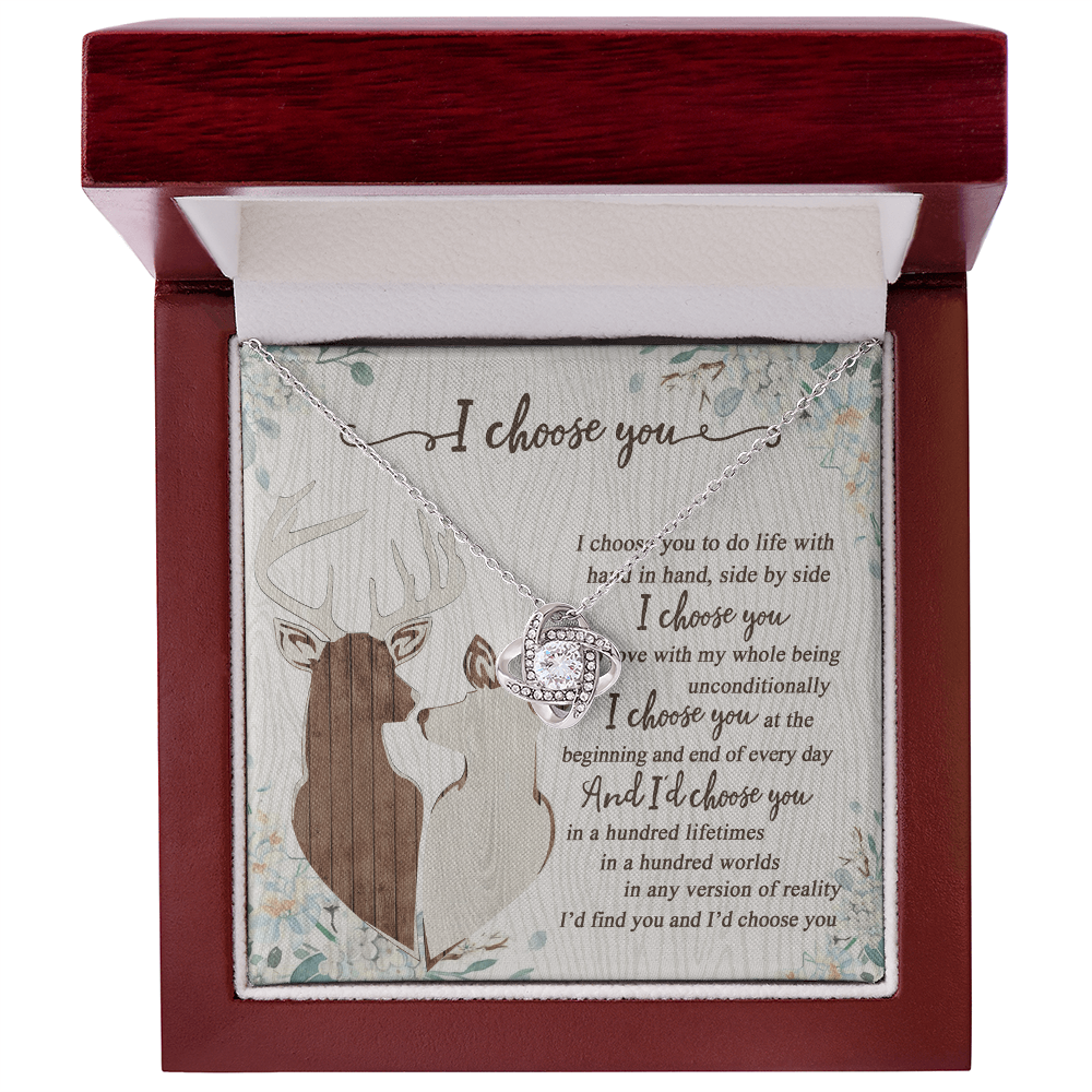 To My Smokin' Hot Doe Necklace From Husband, Boyfriend, I Choose You Hunting Love Knot Necklace Smokin' Hot Gift for Her Romantic, Girlfriend Gift Necklace Soulmate Gift Necklace With Message