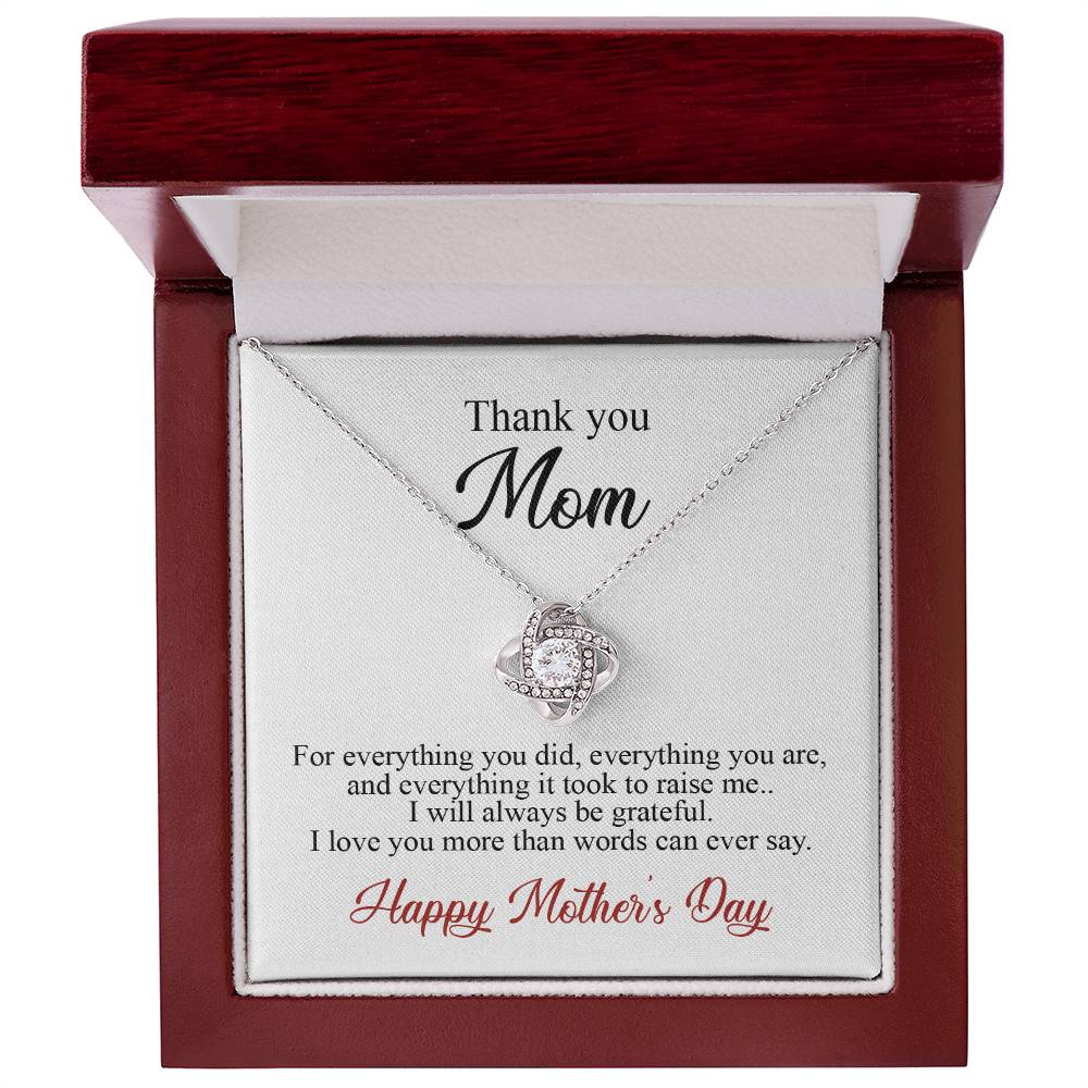 Thank You Mom Necklace Gift For Her, Happy Mother And Daughter Gift Necklace, To My Mom Necklace From Daughter, Thank You Card Gift For Mom On Mother's Day, Anniversary Necklace Gift For Her