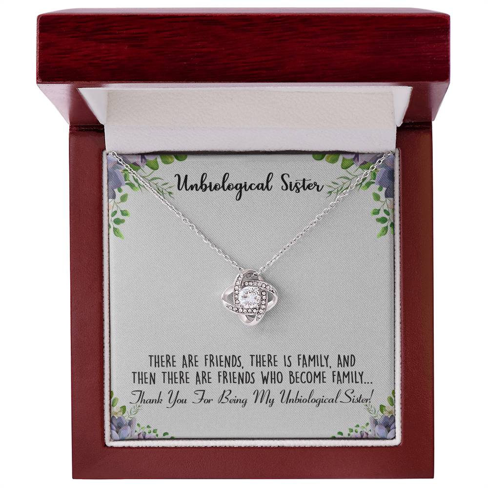 To My Unbiological Sister Love Knot Necklace From Sister, Thank You For Being Sister Gift Necklace, Sister-in-Law Gift Pendant, Love Knot Jewelry Gift For Girls Brother And Unbiological Sister Gifts