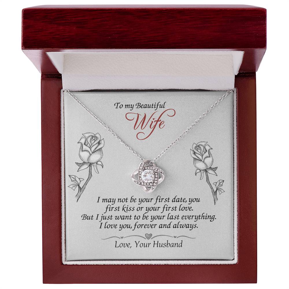To My Beautiful Wife Gift Necklace, Last Everything Necklace Gift For Wife, To My Beautiful Wife Love Knot Necklace from Husband To Wife Love Knot Pendant, Jewelry Gift For Women, Soulmate Necklace