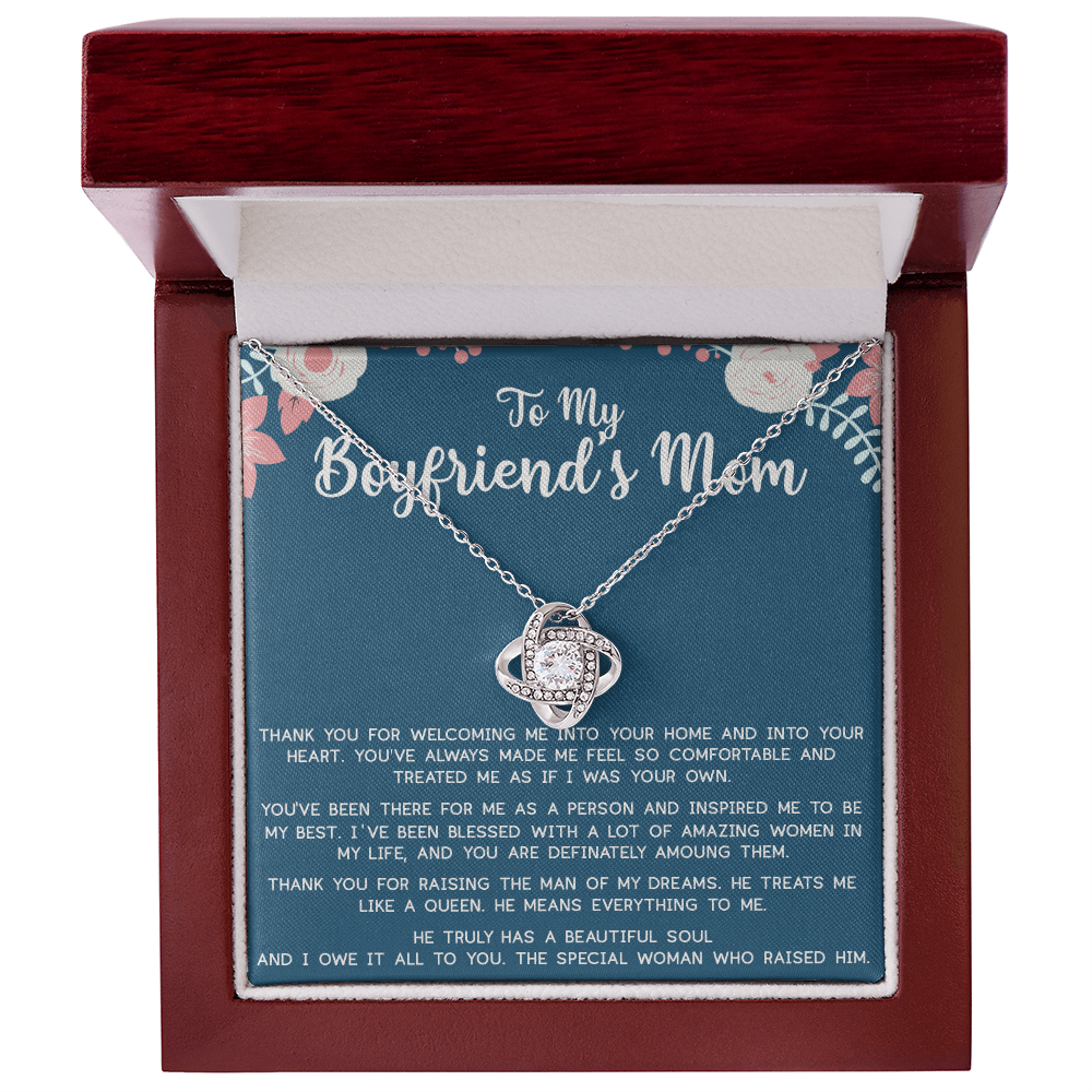 To My Boyfriend's Mom Gift Necklace, Mothers Day Necklace For Boyfriends Mom From Girlfriend, Presents for Mom Necklace for Women, Love Knot Necklace Gift For Boyfriend's Mom From Girlfriends mom