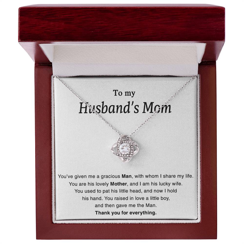 To My Husband's Mom Necklace For Her Thank You Mom Jewelry Gift Knot Mothers Day