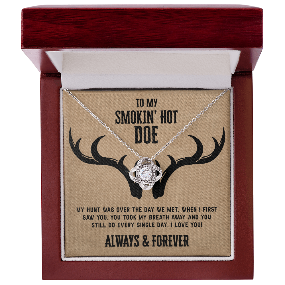 To My Smokin Hot Doe Necklace From Husband, Man, Smokin Hot Doe Gift Necklace For Wife Girlfriend Soulmate Necklace for Wife, Love Knot Pendant Smokin Hot Doe Gift Necklace, Jewelry Gift For Women
