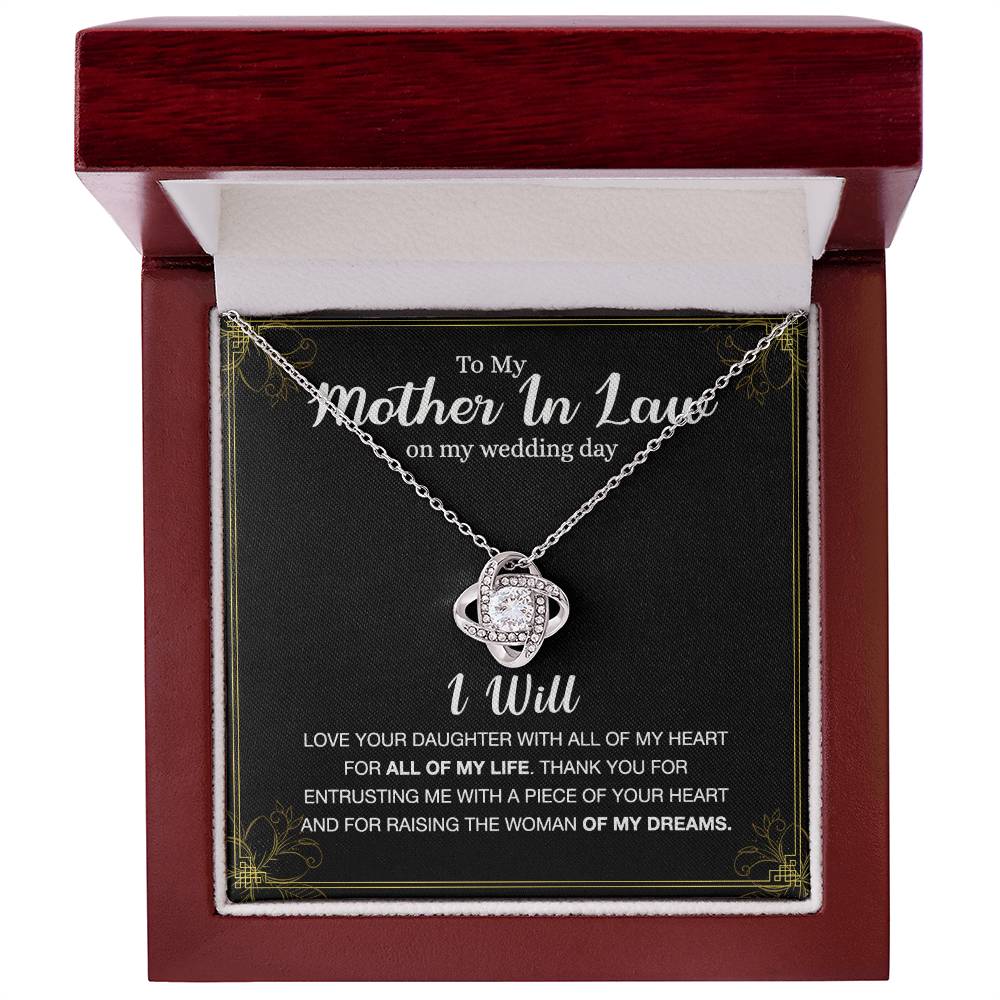 Mother In Law Gift Necklace, To My Mother In Law Love Knot Necklace Gift From Daughter, Mother In Law On My Weding Day Necklace, The Love Knot Necklace Gift On Wedding Day For Mother In Law Jewelry