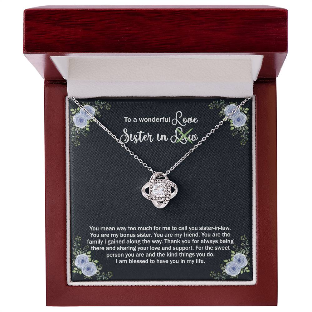 To A Wonderful Sister In Law Love Knot Necklace From Sister, I Love You Sister Gift Necklaces Sister-in-Law Gift Pendant Love Knot Jewelry Gift For Sister In Love Necklace, Unbiological Sister Gift
