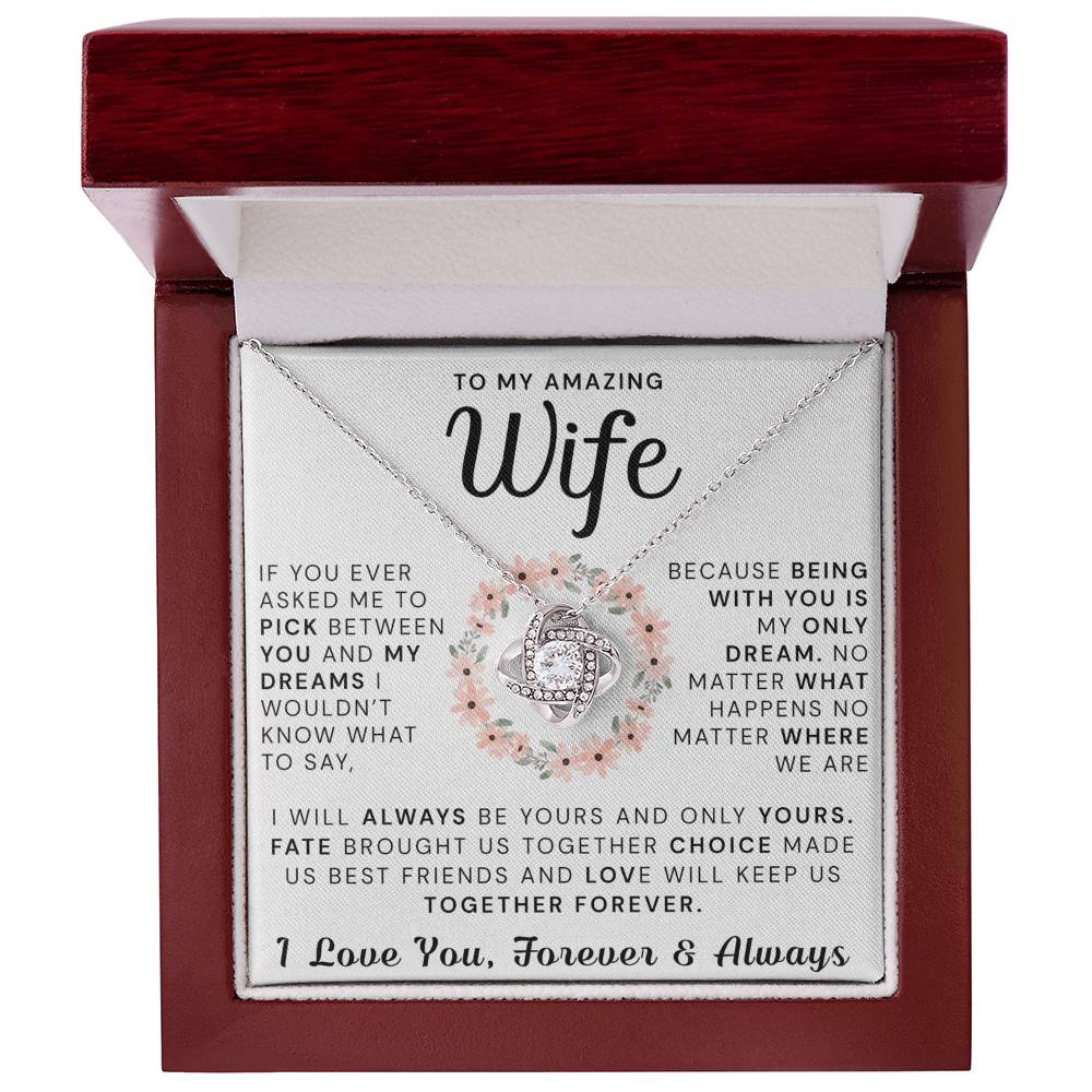 To My Amazing Wife Necklace From Husband, Gift Necklace For Wife, Soulmate, Girlfriend Necklace Gift On Valentine's Day Anniversary, Husband To Wife Love Knot Pendant Gift From Husband, Boyfriend