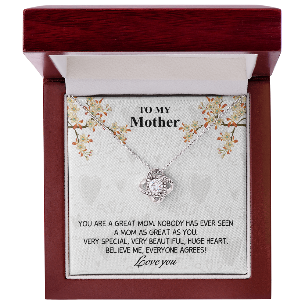 Great Mom Necklace, To My Mother Necklace From Daughter, The Love Knot Necklace Gift For Mom, Jewelry Gift For Women, Mother And Daughter Gift Necklace I Love You From Daughter To Mom Pendant