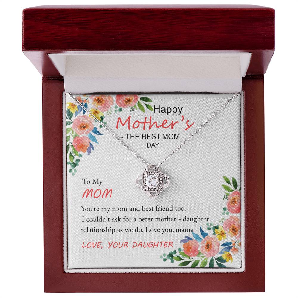 Happy Mother''s Day Gift Necklace, To My Mom Love Knot Necklace Gift From Daughter And Mother Love Knot Pendant Gift For Mom Bonus Mom Gift Necklace, The Best Mom Necklace, Jewelry Gift For Women