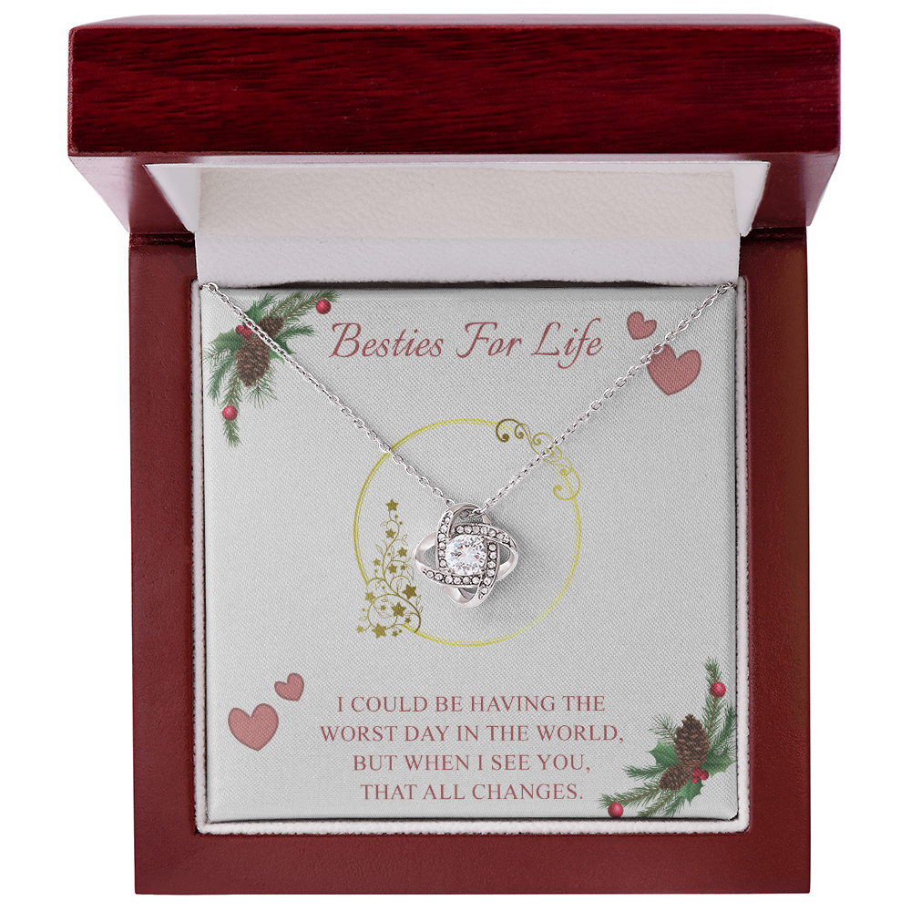 Gifts Necklace For Besties, To My Besties Love Knot Necklace From Friend, Best Friend Birthday Gift Necklace, Long Distance Best Friend Necklace, Besties For Life Necklace Jewelry Gift For Girls