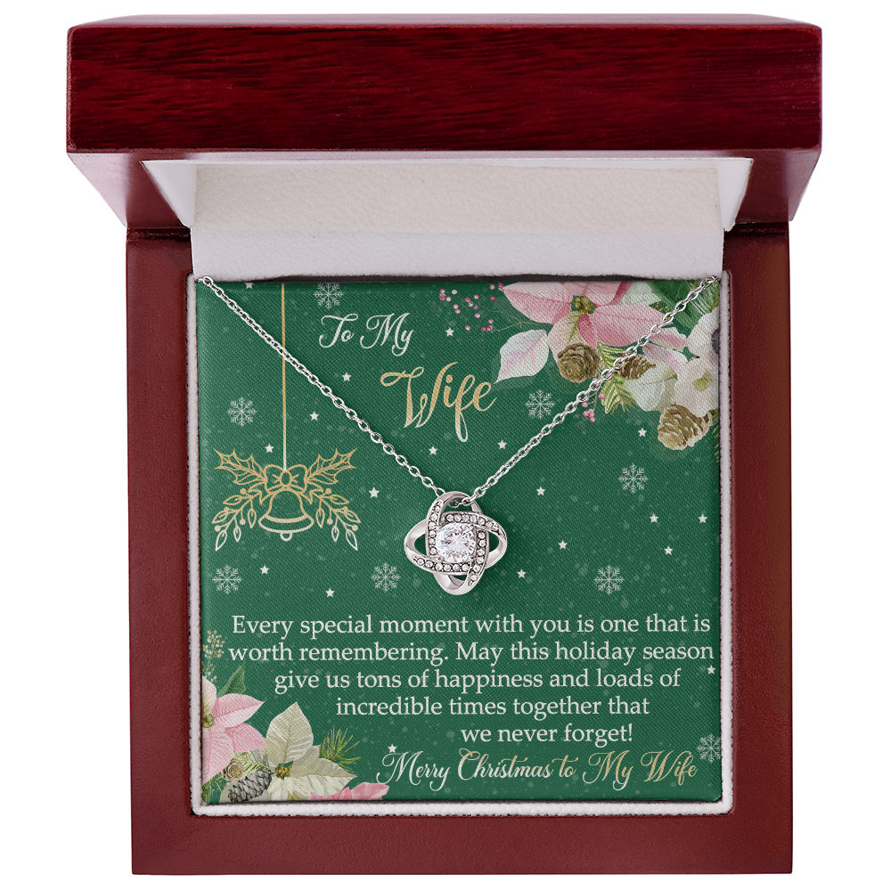 The Love Knot Gift For Wife, To My Wife Merry Christmas Necklace From Husband, Jewelry Gift For Women, Husband To Wife Love Knot Pendant, Merry Christmas To My Wife Gift Necklace On Christmas