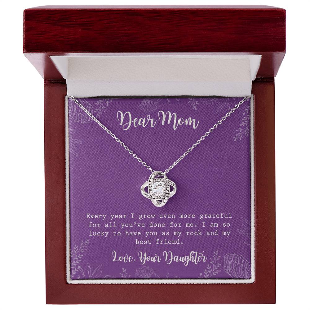 To My Mom Necklace From Daughter, My Best Friend Gift Necklace For Mom On Mothers Day, Birthday Gift Anniversary, Love Knot Pendant Gift For Her, Jewelry For Mom, Dear Mom Gifts Necklace