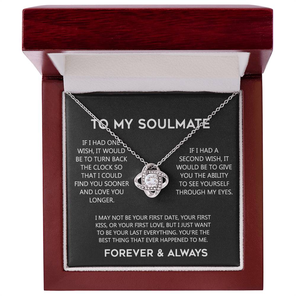 To My Soulmate Love Knot Necklace Gift From Husband, Boyfriend To Wife, Soulmate Gift Necklace On Valentines Day Anniversary, Christmas Gift Necklace for Her Romantic, Girlfriend Gift Necklace