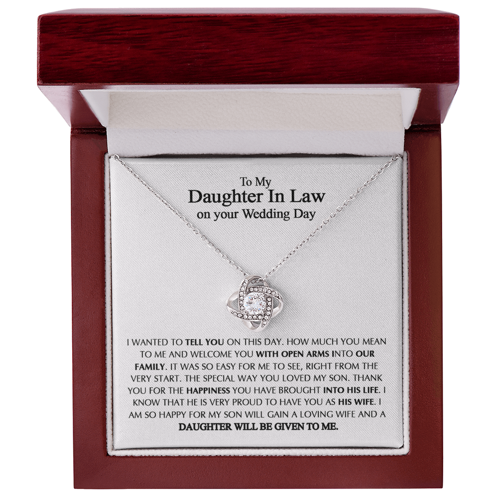 To My Daughter-In-Law On Your Wedding Necklace From Mother In Law, Daughter In Law Gift On Wedding Day, Future Daughter In Law, Bride Gift From Mother In Law - Jewelry Gift For Girls, Little Girls