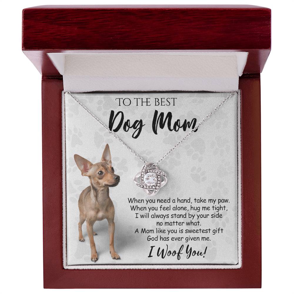 To The Best Dog Mom Love Knot Necklace From Daughter Mother's Day Necklace Gift, Chihuahua Love Knot Pendant, Jewelry Gift For Women, Dog Lovers Chihuahua Gift Necklace, Dog Mom Gift Necklace