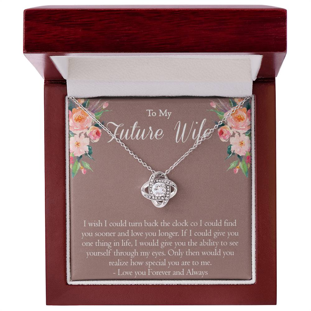 To My Future Wife Necklace From Future Husband, Personalized Gift Necklace for Future Wife, Girlfriend Pendant Jewelry for Fiance Romantic Gifts Necklace For Her, Love Knot Necklace Gift For Wife