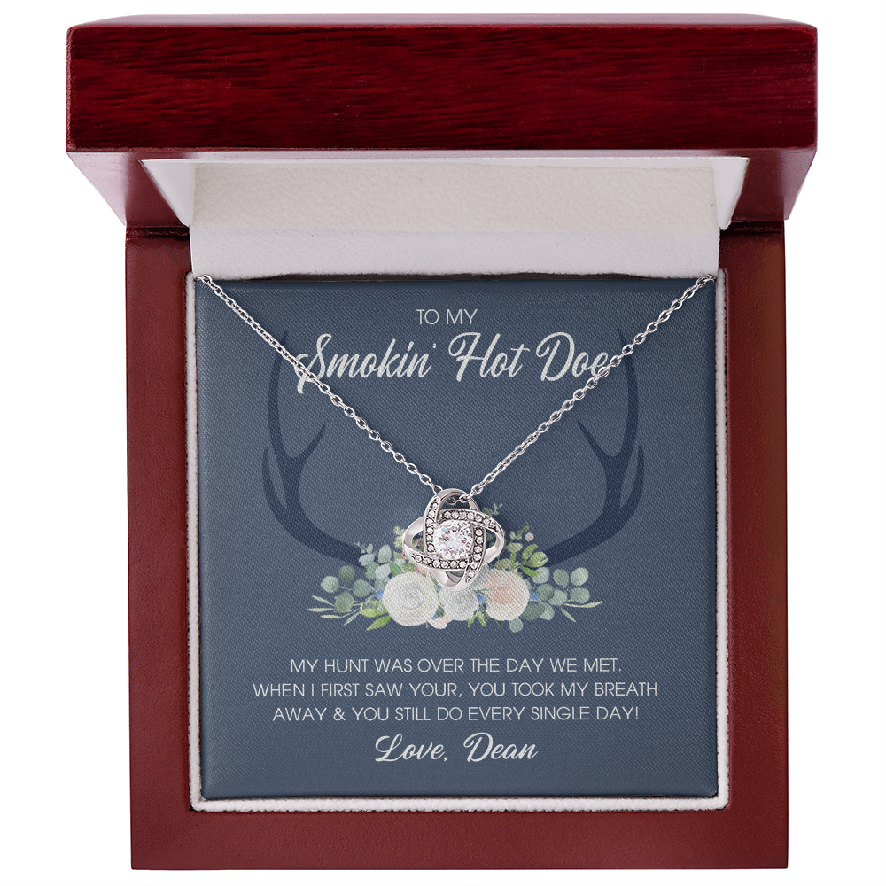 To My Smokin' Hot Doe Necklace Gift From Husband, Boyfriend, Love Knot Necklace Gift For Smokin' Hot Doe Hunting Gift Necklace for Women Gift Necklace for Her Romantic Girlfriend Gift Necklace