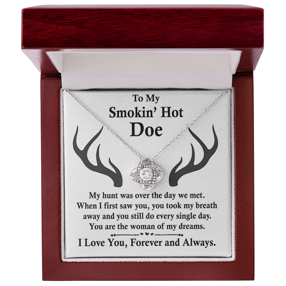 To My Smokin' Hot Doe Necklace Gift From Husband Boyfriend Dreams Love Knot Necklace Gift For Soulmate Wife with Message Card Gift Box Gift Necklace for Her Romantic, Girlfriend Gifts Necklace