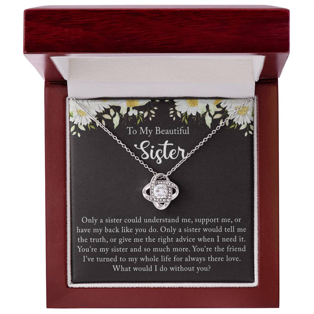 Personalized Gift Necklace - Love Knot Necklace, Sister Wedding Gift from Bride, Sister of the Bride Necklace, Sister Wedding Gift, Thank you Gift to Sister Maid of Honor, Matron of Honor Necklace