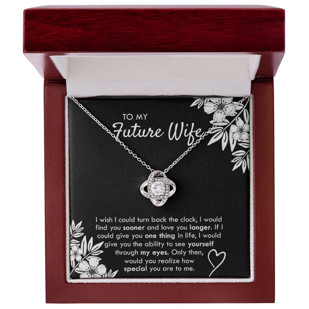 To My Future Wife Necklace From Husband, Necklace with Message Card and Gift Box For Wife, Future Wife Gift Necklace, Husband To Wife Gift Love Knot Pendant Gift From Men, Jewelry Gift For Women