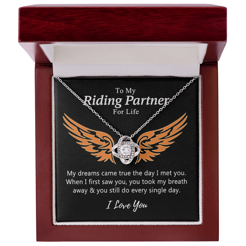 To My Riding Partners For Life Necklace, Gift Necklace For Motorcycle Wife, Love Knot Necklace Gift For Biker Wife, Necklace Gift for Girlfriend, Wife on Valentines Day, Romantic Gift Neklace Birthday