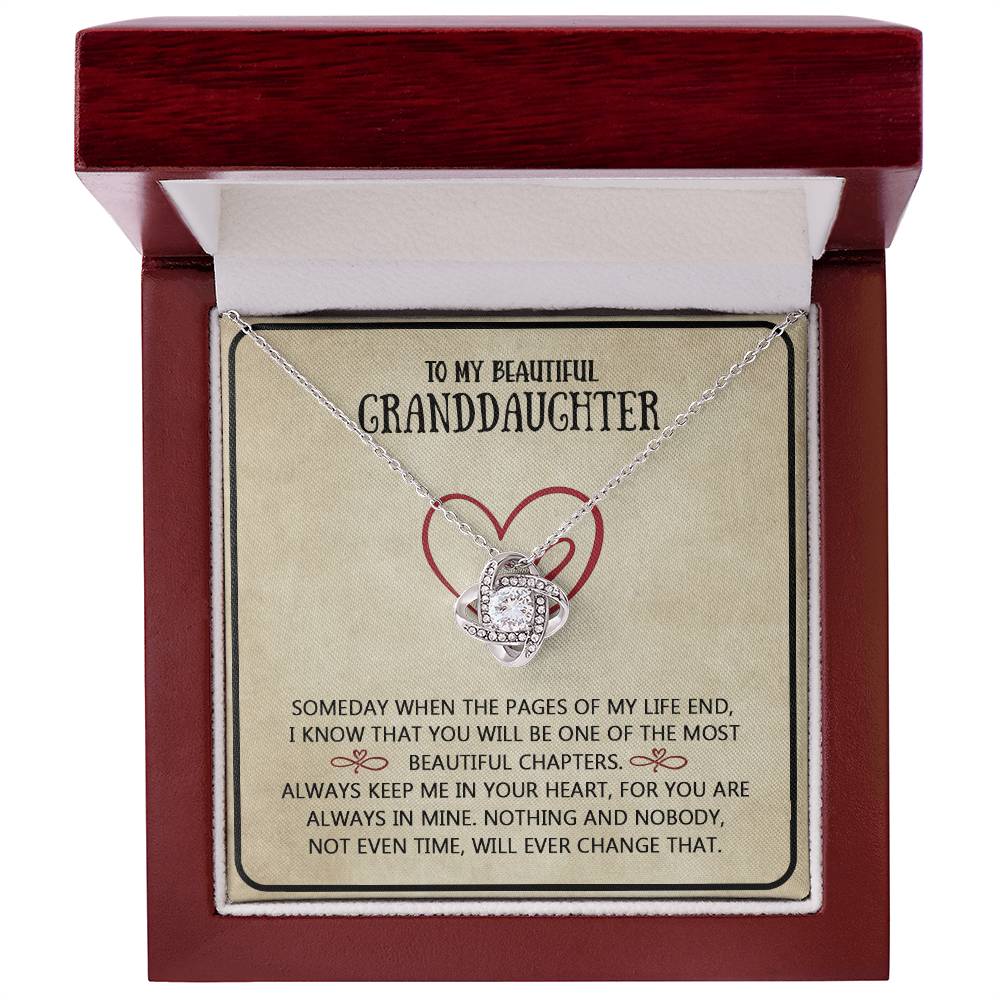 Granddaughter And Grandma Necklace, Love Knot Necklace For Granddauhter - To My Beautiful Granddaughter Necklace From Grandma, Beautiful Chapters Granddaughter Gift Necklace Jewelry To Granddaughter