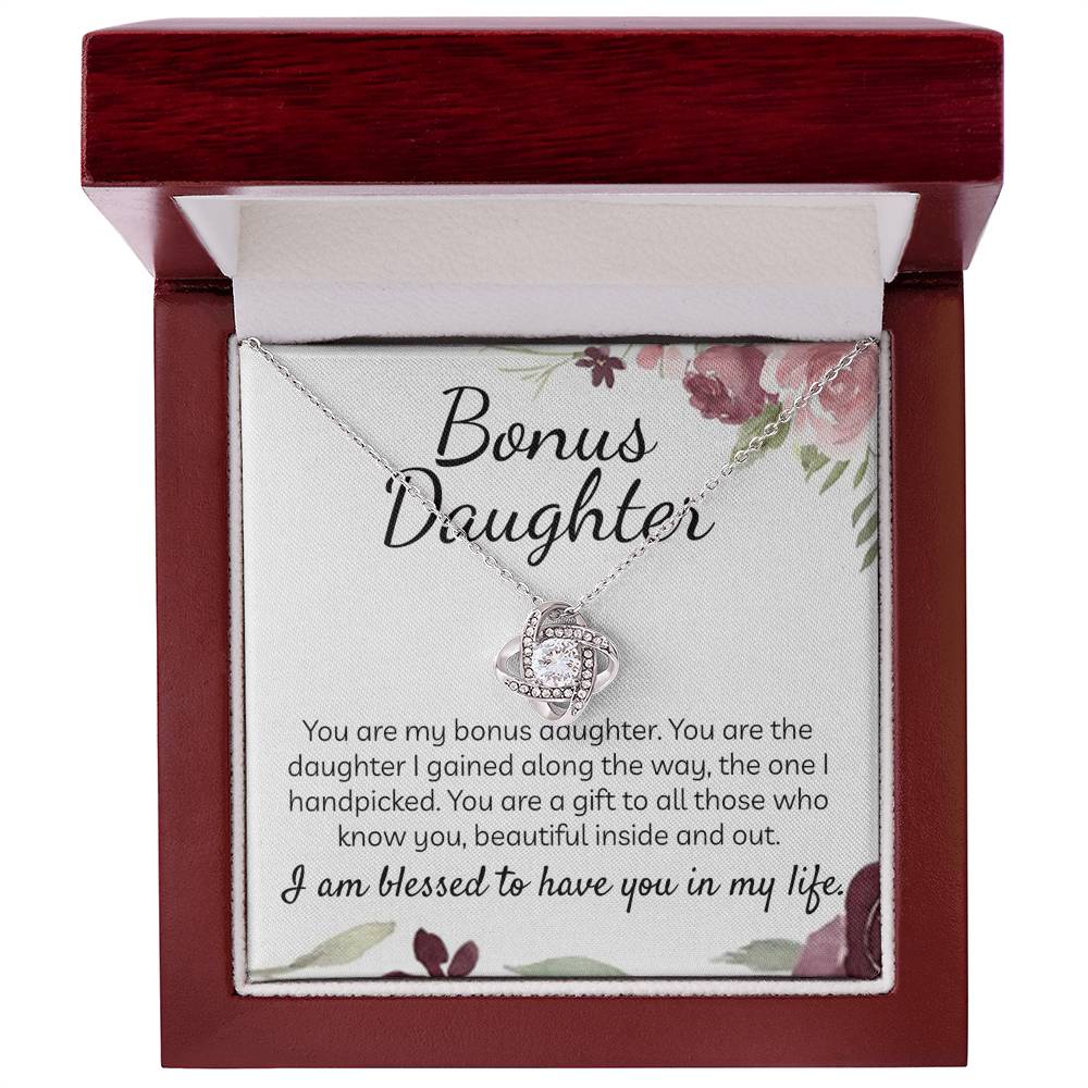 Bonus Daughter Gift Necklace - Stepdaughter Gifts From Stepmom, Adopted Daughter Necklace From Unbiological Mom, Bonus Daughter And Bonus Mom, To My Stepdaughter Necklace Jewelry Gift For Girls