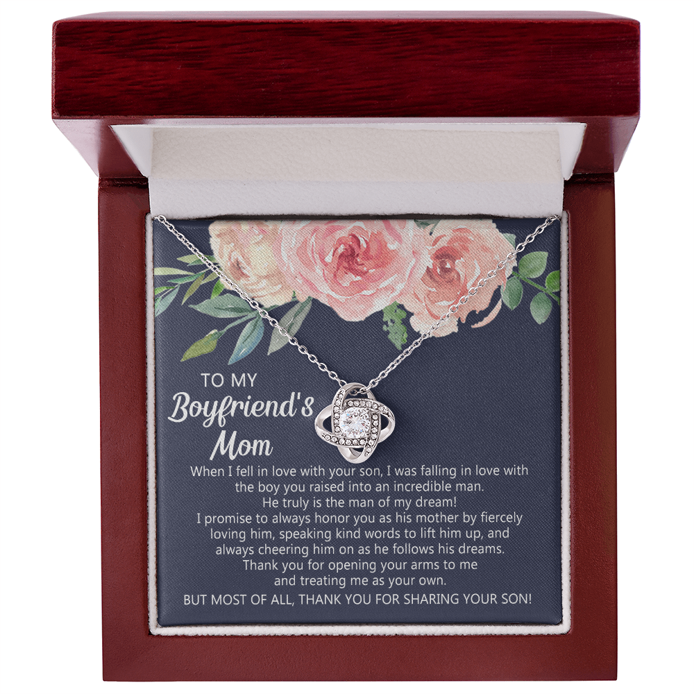 To My Boyfriend's Mom Necklace From Girlfriend, Gifts for Boyfriend's Mom Necklace, My Boyfriends Mom Love Knot Necklace From Man, Necklace On Mother's Day, Anniversary, Birthday Gifts, Christmas