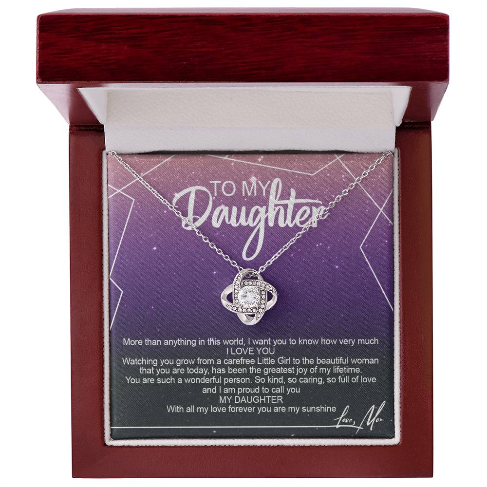 To My Daughter Necklace Gift from Mom or Dad, Sentimental Gift for Her, Daughter Gift On Birthday Gift, Graduation Gift Message Card and Gift Box styles To Daughter, Jewelry Gift For Little Girls