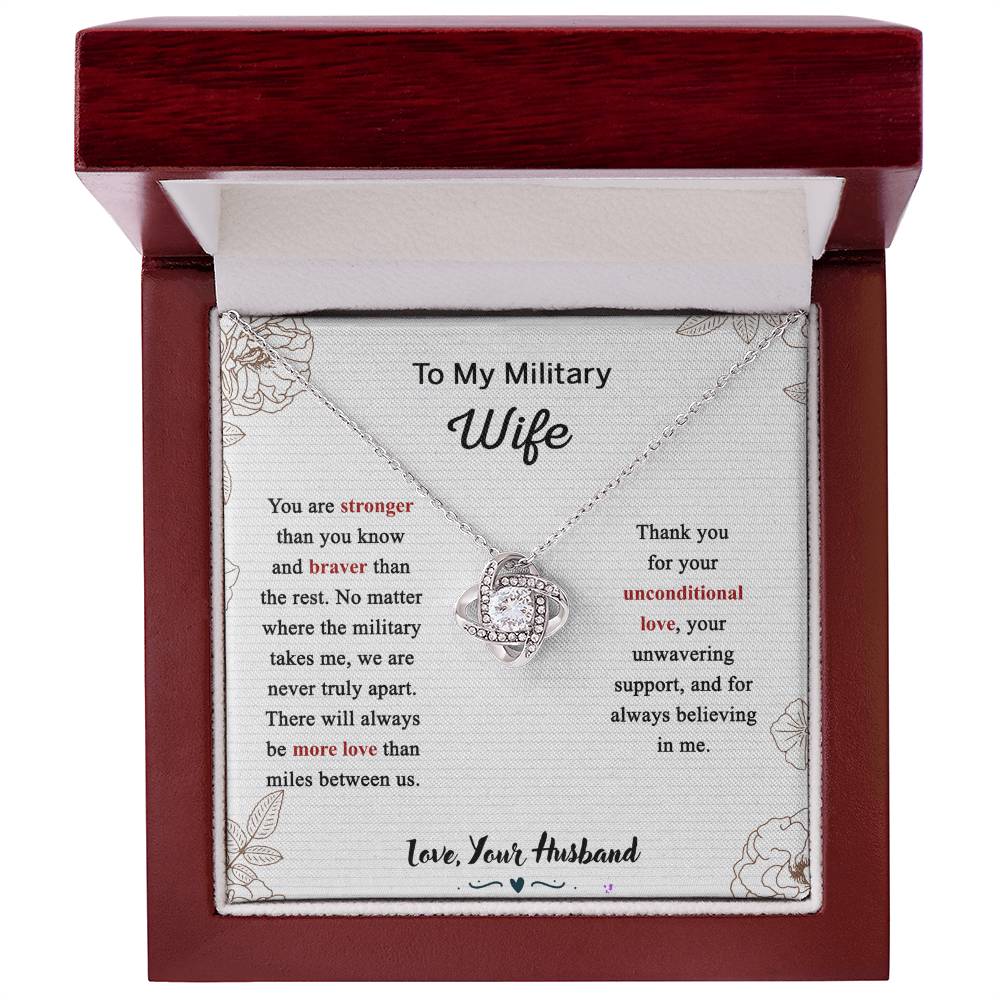 Military Wife Gift Necklace, Husband And Wife Love Knot Necklace, To My Military Wife Necklace From Husband - Necklace Gift For Wife, Jewelry Gift For Women, Soulmate Gift Necklace From Fiancee