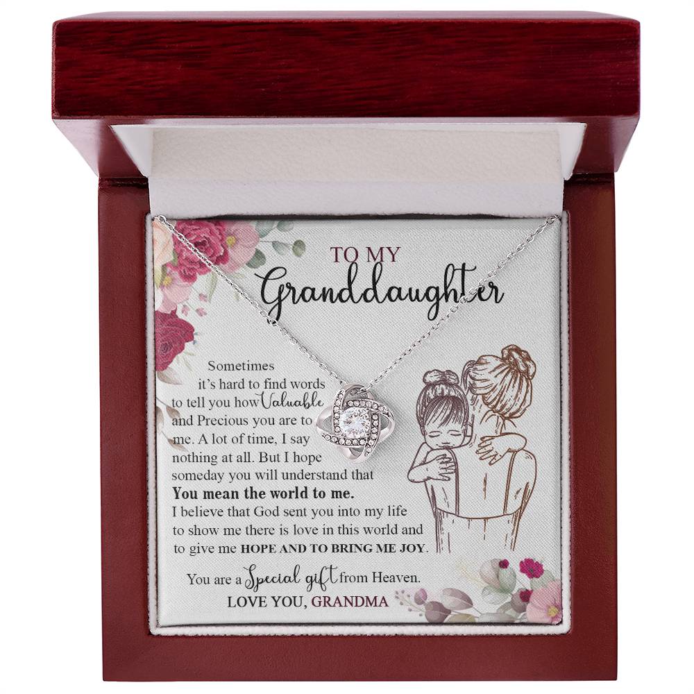Granddaughter And Grandma Necklace, Jewelry Gift Necklace For Granddauhter - To My Granddaughter Necklace From Grandma, Love Knot Necklace For Granddaughter, Special Necklace From Heaven Necklace