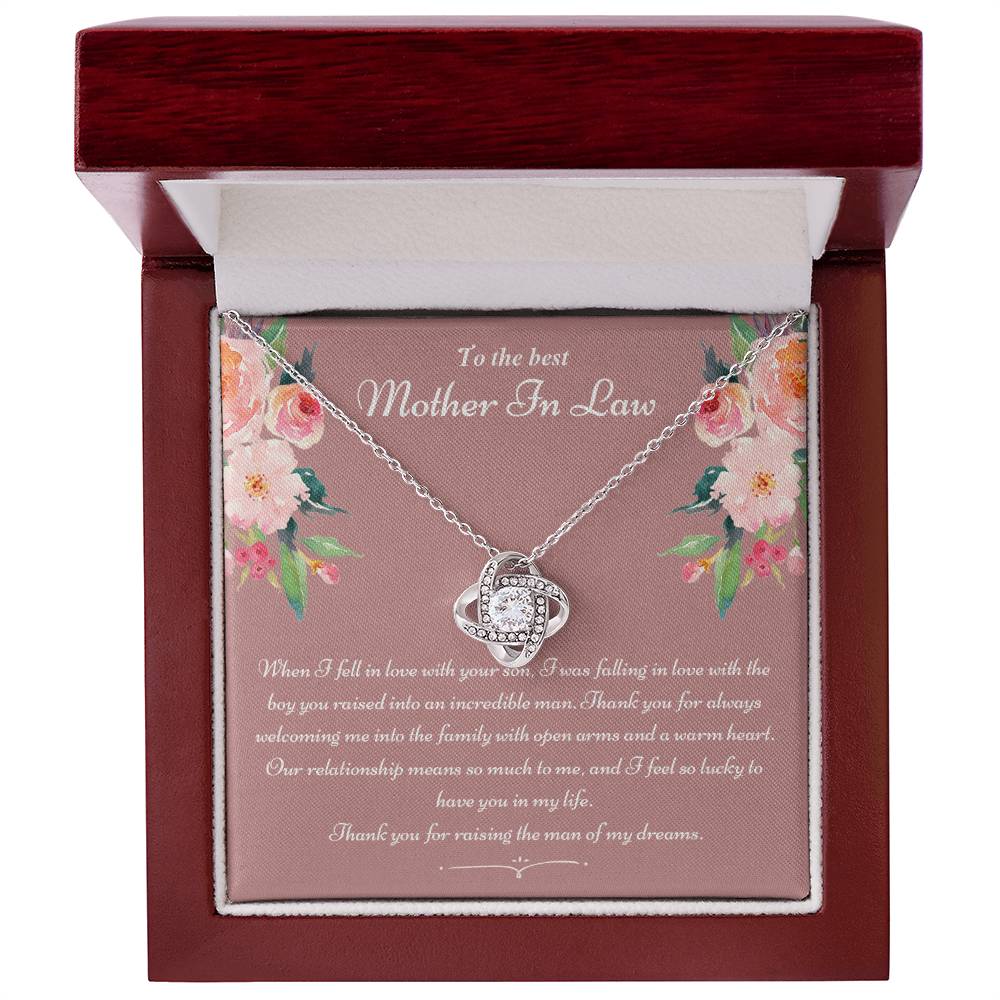 To The Best Mother In Law Gifts Love Knot Necklace, Mother's Day Necklace Gifts