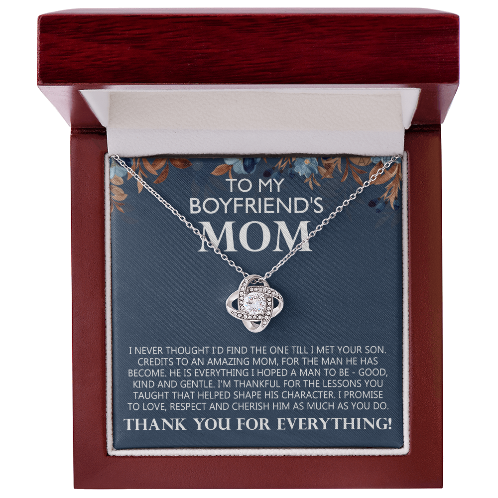 Boyfriend's Mom Gift Necklace, To My Boyfriends Mom Necklace From Girlfriends, Love Knot Necklace Gift For Boyfriends Mom, Jewelry For Boyfriend's Mom, Mothers Day Necklace For Boyfriends Mom
