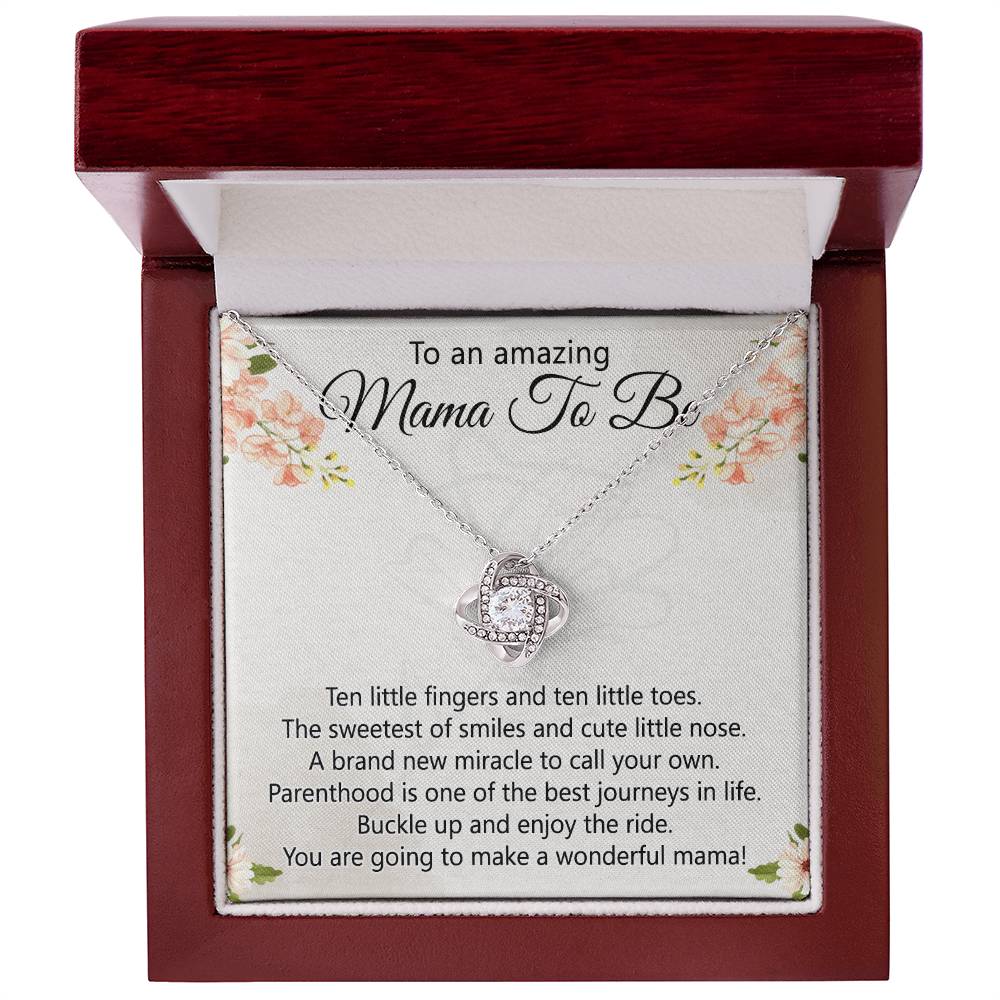 To An Amazing Mama To Be Necklace, New Mom Necklace, Mama To Be Love Knot Necklace Gift for New Mommy, Mother's Day Necklace Gift for New Mom New Mother Gift Necklace Pregnancy Gift for Mama Mommy