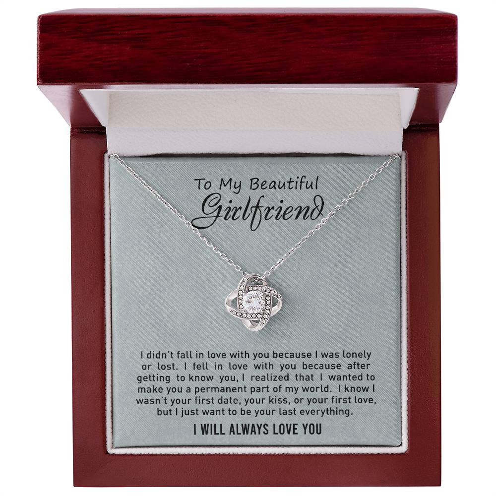 To My Beautiful Girlfriend Love Knot Necklace From Boyfriend, Husband, Girlfriend Gift Necklace - Love Knot Pendant Gift For Beautiful Girlfriend, Soulmate Gift Necklace To Girlfriend From Boyfriend