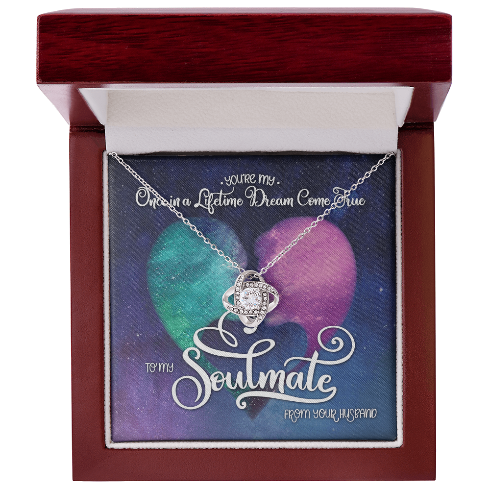 To My Soulmate Love Knot Necklace From Husband To Wife, Girlfriend, Soulmate Gift Love Knot Pendant On Valentines Day Christmas Necklace for Her Romantic Lifetime Dream Jewelry Gift For Women