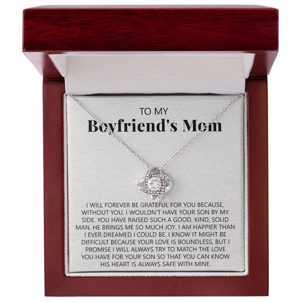 To My Boyfriend's Mom Necklace From Girlfriend, Jewelry Gifts For Boyfriend's Mom On Mothers Day Birthday Anniversary, Presents for Mom Necklace for Women, Boyfriend's Mom Gift Love Knot Necklace