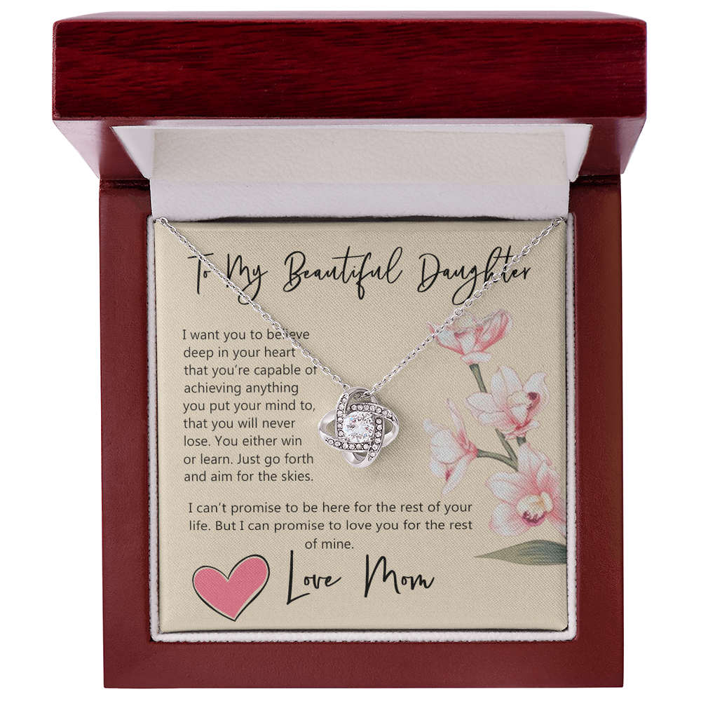 Daughter Gift Necklace, To My Beautiful Daughter Necklace From Mom, Mother, Necklace Jewelry For Daughter, Mother And Daughter Necklace Pendant Gift On Christmas, Anniversary Graduation Gift