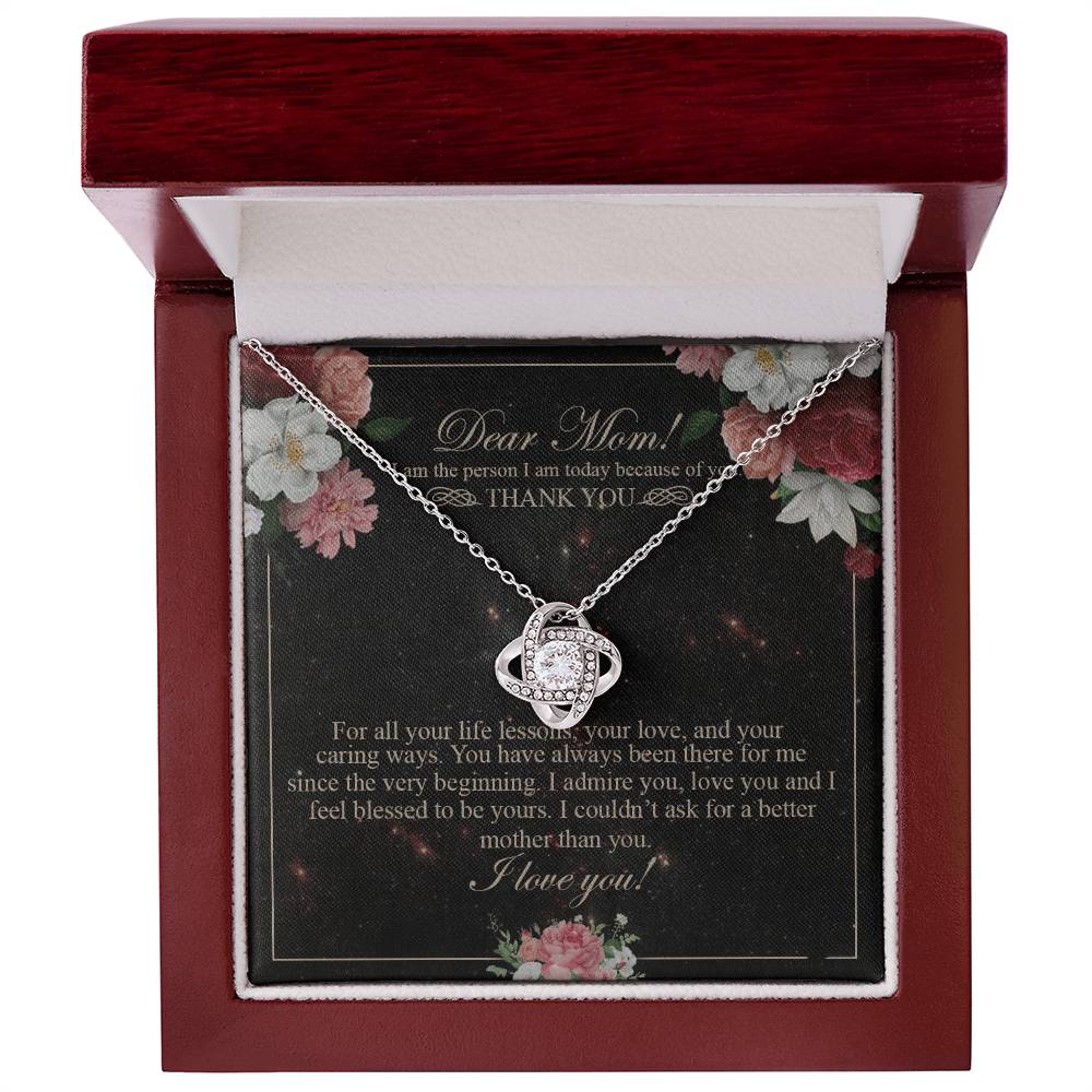 Meaningful Gift To Mom, Thank You Card For Mom, To My Mom Necklace From Daughter, I Love You Necklace For Mom, To Mom Love Knot Necklace, Jewelry For Mom On Birthday Gifts Mothers Day, Anniversary