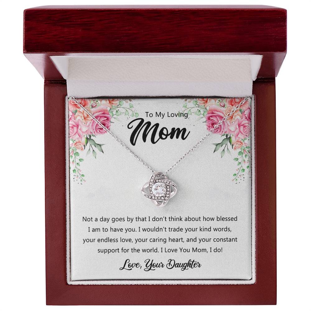 To My Loving Mom Necklace From Daughter, Happy Mother's Day Necklace, To My Mom Love Knot Necklace, Mother And Daughter Necklace Gift For Mom On Mother's Day, Birthday Gift Anniversary Jewelry Gift