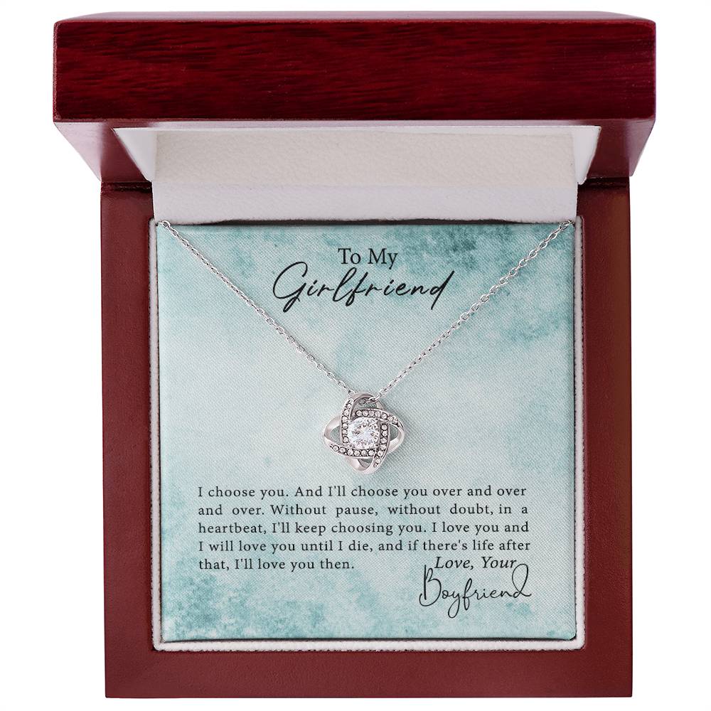 To My Girlfriend Necklace From Boyfriend, Husband, Gift Necklace For Girlfriend I Love You Then - Love Knot Pendant Gift For Girlfriend, Soulmate Necklace To Girlfriend Jewelry Gift For Girls