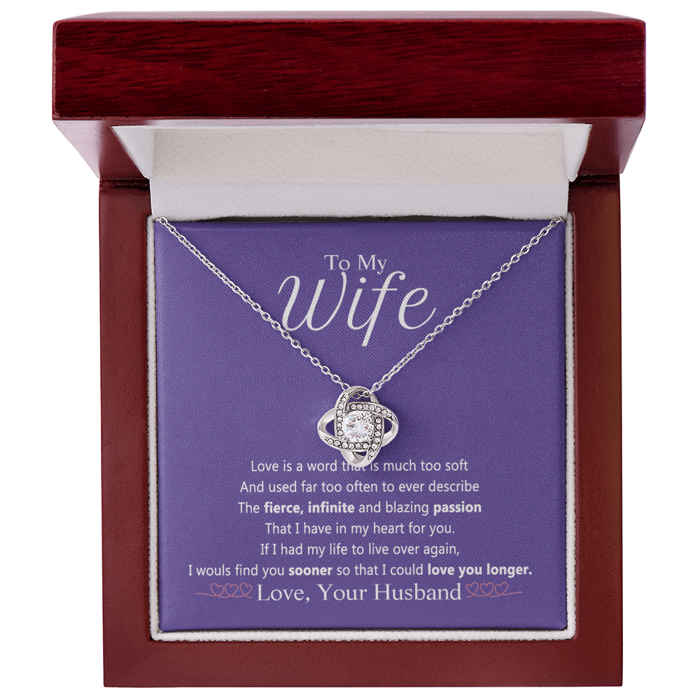 Wife Gift Necklace From Husband, To My Wife Necklace, Wife Love Knot Necklace From Husband, Jewelry Gift For Women Badass Wife Gift Necklace Soulmate Necklace Gift From Men Love You Longer Necklace
