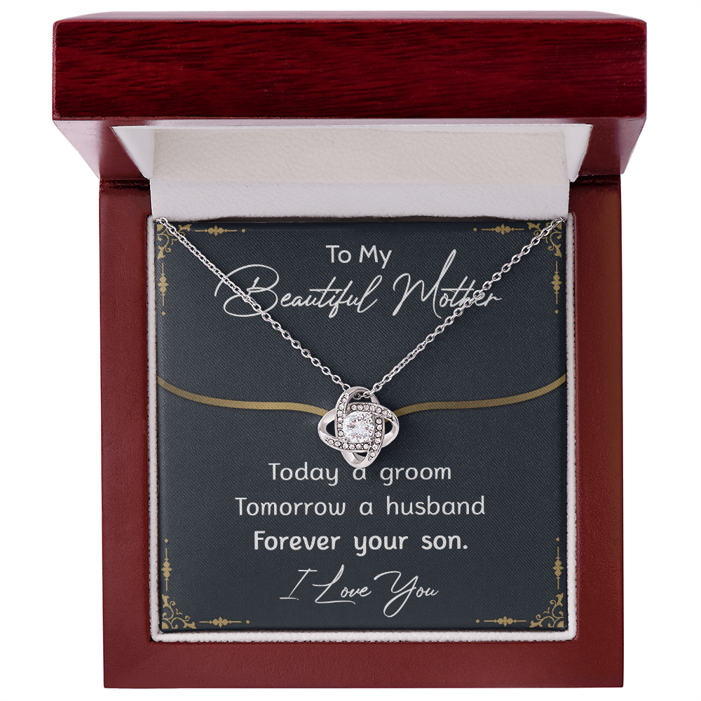 To My Mom Necklace From Son, Mother's Day Necklace Gift For Her, Beautiful Mother Love Knot Necklace Gift For Mom Bonus Mom On Mothers Day, Anniversary, Birthday, Mother And Son Jewelry For Mother