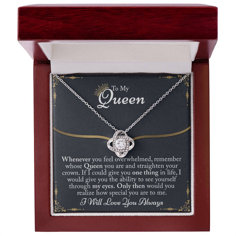 To My Queen Gift For Her Jewelry Gift Her Gift for Her Christmas Necklace From Boyfriend, Husband, Girlfriend Gift Necklace - Jewelry Gift For Girls, Love Knot Pendant Gift For Girlfriend, Soulmate