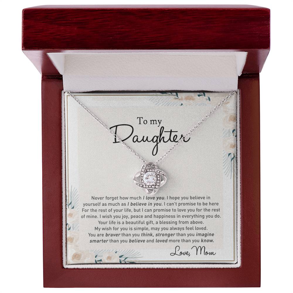 To my Beautiful Daughter Necklace With Thoughtful Card Box Gifts for Daughter from Mom Mother Daughter Gifts Jewelry for Girls Little Girl, Daughter Present On Birthday Graduation Gift Christmas